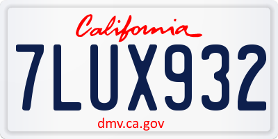 CA license plate 7LUX932