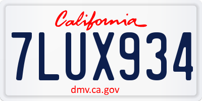 CA license plate 7LUX934