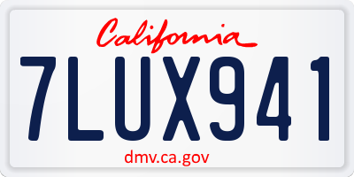 CA license plate 7LUX941