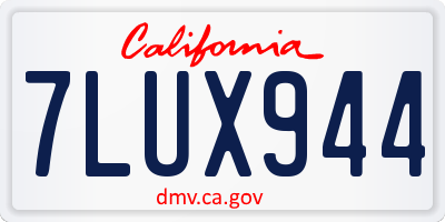 CA license plate 7LUX944