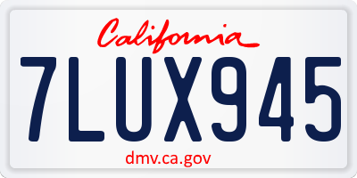 CA license plate 7LUX945