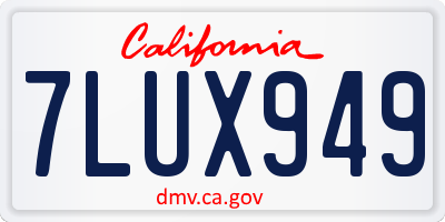 CA license plate 7LUX949