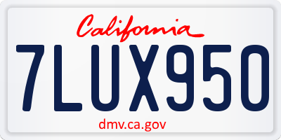 CA license plate 7LUX950