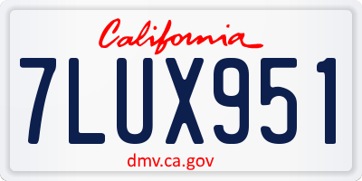 CA license plate 7LUX951