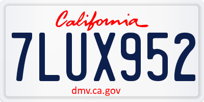 CA license plate 7LUX952