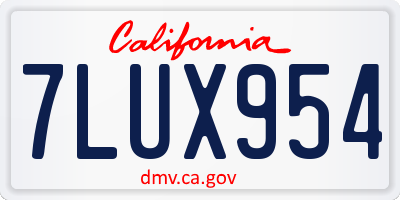 CA license plate 7LUX954