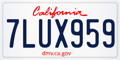 CA license plate 7LUX959