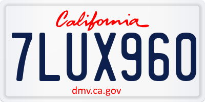 CA license plate 7LUX960