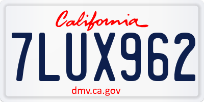 CA license plate 7LUX962