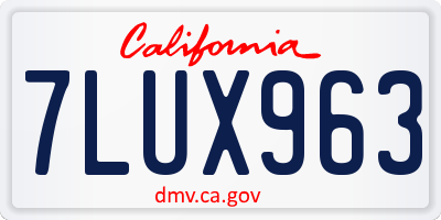 CA license plate 7LUX963