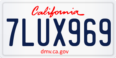 CA license plate 7LUX969