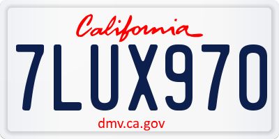 CA license plate 7LUX970