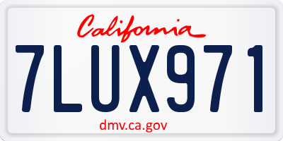 CA license plate 7LUX971