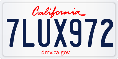 CA license plate 7LUX972