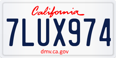 CA license plate 7LUX974