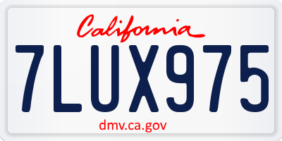CA license plate 7LUX975