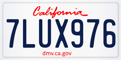 CA license plate 7LUX976