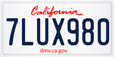 CA license plate 7LUX980