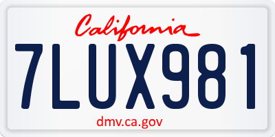 CA license plate 7LUX981