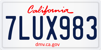 CA license plate 7LUX983