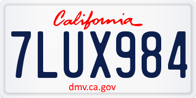 CA license plate 7LUX984