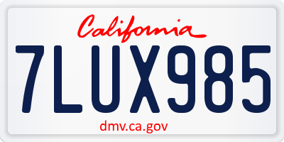 CA license plate 7LUX985