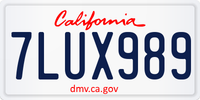 CA license plate 7LUX989