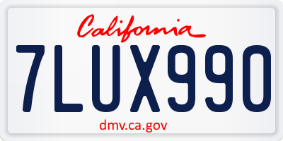 CA license plate 7LUX990