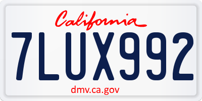 CA license plate 7LUX992