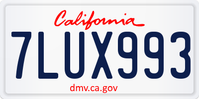 CA license plate 7LUX993