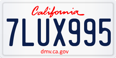 CA license plate 7LUX995
