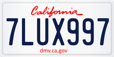 CA license plate 7LUX997