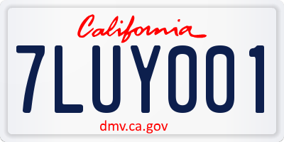 CA license plate 7LUY001