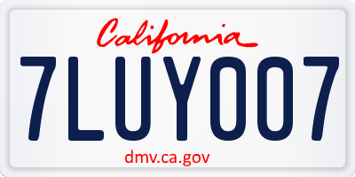 CA license plate 7LUY007