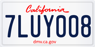 CA license plate 7LUY008