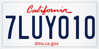 CA license plate 7LUY010