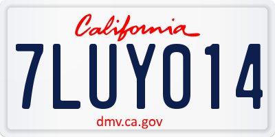 CA license plate 7LUY014