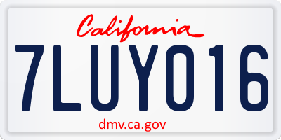 CA license plate 7LUY016