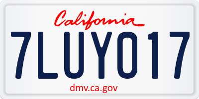 CA license plate 7LUY017