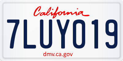 CA license plate 7LUY019