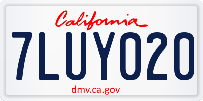 CA license plate 7LUY020
