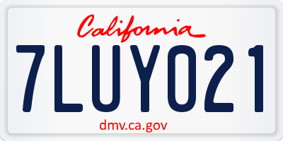 CA license plate 7LUY021