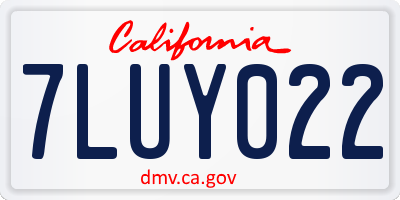 CA license plate 7LUY022