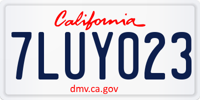 CA license plate 7LUY023