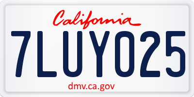 CA license plate 7LUY025