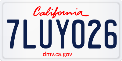 CA license plate 7LUY026