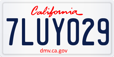 CA license plate 7LUY029