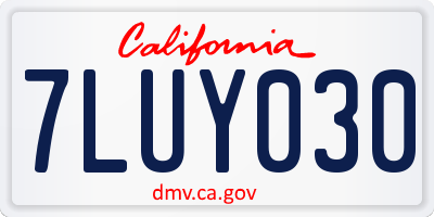 CA license plate 7LUY030