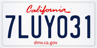 CA license plate 7LUY031