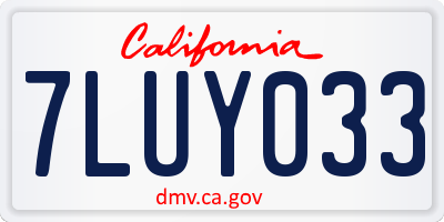 CA license plate 7LUY033
